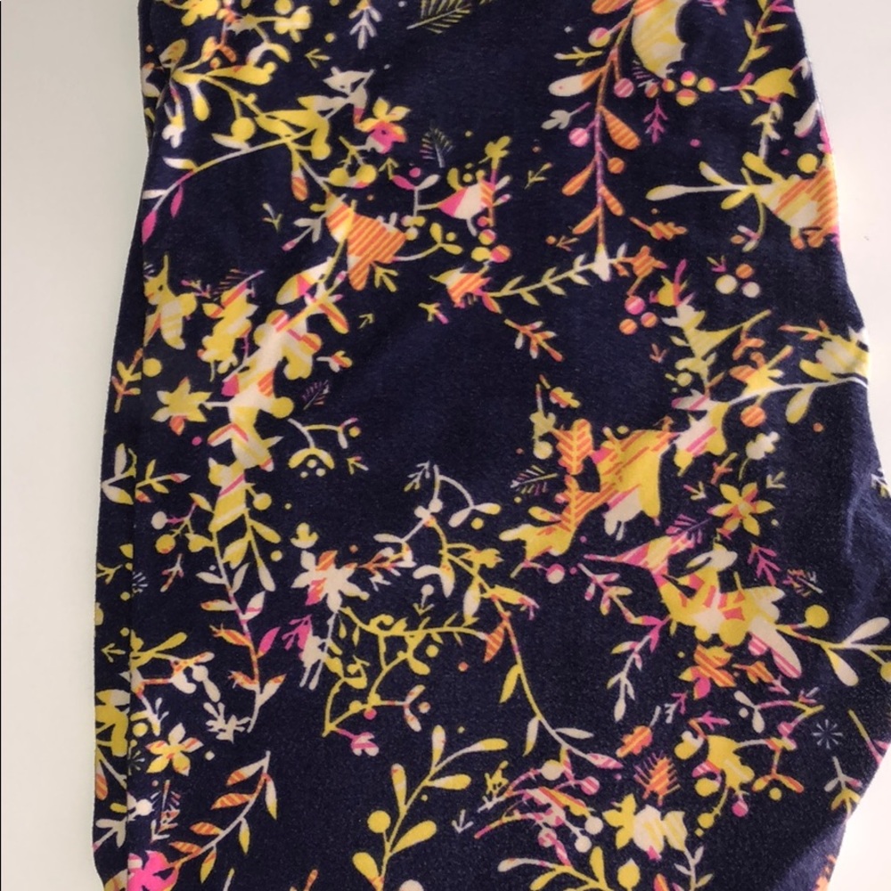 OS LuLaRoe Navy Floral Print Leggings